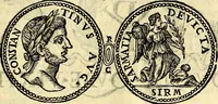 An illustration from Dialoghi di don Antonio Agostini archivescovo di Taracona, intorno alle medaglie, inscrittioni, & altre antichità (1625)