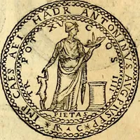An illustration from Dialoghi di don Antonio Agostini archivescovo di Taracona, intorno alle medaglie, inscrittioni, & altre antichità (1625)