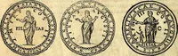 An illustration from Dialoghi di don Antonio Agostini archivescovo di Taracona, intorno alle medaglie, inscrittioni, & altre antichità (1625)