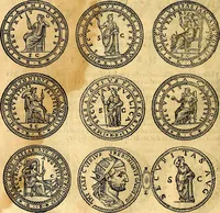 An illustration from Dialoghi di don Antonio Agostini archivescovo di Taracona, intorno alle medaglie, inscrittioni, & altre antichità (1625)