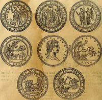 An illustration from Dialoghi di don Antonio Agostini archivescovo di Taracona, intorno alle medaglie, inscrittioni, & altre antichità (1625)