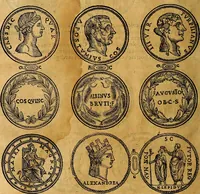 An illustration from Dialoghi di don Antonio Agostini archivescovo di Taracona, intorno alle medaglie, inscrittioni, & altre antichità (1625)