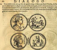 An illustration from Dialoghi di don Antonio Agostini archivescovo di Taracona, intorno alle medaglie, inscrittioni, & altre antichità (1625)