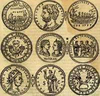 An illustration from Dialoghi di don Antonio Agostini archivescovo di Taracona, intorno alle medaglie, inscrittioni, & altre antichità (1625)