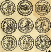 An illustration from Dialoghi di don Antonio Agostini archivescovo di Taracona, intorno alle medaglie, inscrittioni, & altre antichità (1625)