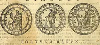 An illustration from Dialoghi di don Antonio Agostini archivescovo di Taracona, intorno alle medaglie, inscrittioni, & altre antichità (1625)