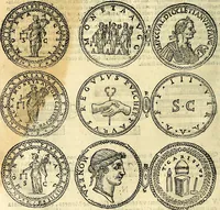 An illustration from Dialoghi di don Antonio Agostini archivescovo di Taracona, intorno alle medaglie, inscrittioni, & altre antichità (1625)