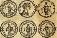 An illustration from Dialoghi di don Antonio Agostini archivescovo di Taracona, intorno alle medaglie, inscrittioni, & altre antichità (1625)
