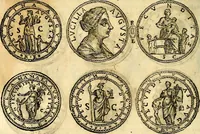 An illustration from Dialoghi di don Antonio Agostini archivescovo di Taracona, intorno alle medaglie, inscrittioni, & altre antichità (1625)