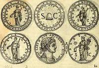 An illustration from Dialoghi di don Antonio Agostini archivescovo di Taracona, intorno alle medaglie, inscrittioni, & altre antichità (1625)
