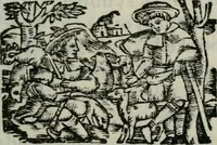 An illustration from Dialogo de Cecco di Ronchitti ... in perpvosito de la stella nvova : ... con alcune ottaue d'incerto, per la medesima stella contra Aristotele (1605)