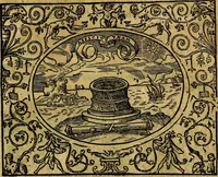 An illustration from Dialogo de las empresas militares, y amorosas, compuesto en lengua italiana, por el illvstre, y reverendissimo señor Paulo Iouio obispo de Nucera . En el qval se tracta de las devisas, armas, motes, o blasones de linages. Con vn razonemiento a esse proposito, del magnifico señot Ludouico Domeniqui. Todo nueuamente traduzido en romance castellano, por Alonso de Vlloa. Anadimos a esto las empresas heroicas, y morales, del señor Gabriel Symeon (1561)