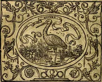 An illustration from Dialogo de las empresas militares, y amorosas, compuesto en lengua italiana, por el illvstre, y reverendissimo señor Paulo Iouio obispo de Nucera . En el qval se tracta de las devisas, armas, motes, o blasones de linages. Con vn razonemiento a esse proposito, del magnifico señot Ludouico Domeniqui. Todo nueuamente traduzido en romance castellano, por Alonso de Vlloa. Anadimos a esto las empresas heroicas, y morales, del señor Gabriel Symeon (1561)