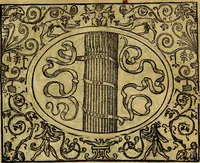 An illustration from Dialogo de las empresas militares, y amorosas, compuesto en lengua italiana, por el illvstre, y reverendissimo señor Paulo Iouio obispo de Nucera . En el qval se tracta de las devisas, armas, motes, o blasones de linages. Con vn razonemiento a esse proposito, del magnifico señot Ludouico Domeniqui. Todo nueuamente traduzido en romance castellano, por Alonso de Vlloa. Anadimos a esto las empresas heroicas, y morales, del señor Gabriel Symeon (1561)