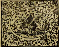 An illustration from Dialogo de las empresas militares, y amorosas, compuesto en lengua italiana, por el illvstre, y reverendissimo señor Paulo Iouio obispo de Nucera . En el qval se tracta de las devisas, armas, motes, o blasones de linages. Con vn razonemiento a esse proposito, del magnifico señot Ludouico Domeniqui. Todo nueuamente traduzido en romance castellano, por Alonso de Vlloa. Anadimos a esto las empresas heroicas, y morales, del señor Gabriel Symeon (1561)
