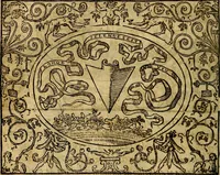 An illustration from Dialogo de las empresas militares, y amorosas, compuesto en lengua italiana, por el illvstre, y reverendissimo señor Paulo Iouio obispo de Nucera . En el qval se tracta de las devisas, armas, motes, o blasones de linages. Con vn razonemiento a esse proposito, del magnifico señot Ludouico Domeniqui. Todo nueuamente traduzido en romance castellano, por Alonso de Vlloa. Anadimos a esto las empresas heroicas, y morales, del señor Gabriel Symeon (1561)