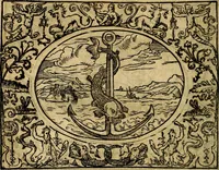 An illustration from Dialogo de las empresas militares, y amorosas, compuesto en lengua italiana, por el illvstre, y reverendissimo señor Paulo Iouio obispo de Nucera . En el qval se tracta de las devisas, armas, motes, o blasones de linages. Con vn razonemiento a esse proposito, del magnifico señot Ludouico Domeniqui. Todo nueuamente traduzido en romance castellano, por Alonso de Vlloa. Anadimos a esto las empresas heroicas, y morales, del señor Gabriel Symeon (1561)