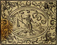 An illustration from Dialogo de las empresas militares, y amorosas, compuesto en lengua italiana, por el illvstre, y reverendissimo señor Paulo Iouio obispo de Nucera . En el qval se tracta de las devisas, armas, motes, o blasones de linages. Con vn razonemiento a esse proposito, del magnifico señot Ludouico Domeniqui. Todo nueuamente traduzido en romance castellano, por Alonso de Vlloa. Anadimos a esto las empresas heroicas, y morales, del señor Gabriel Symeon (1561)