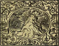 An illustration from Dialogo de las empresas militares, y amorosas, compuesto en lengua italiana, por el illvstre, y reverendissimo señor Paulo Iouio obispo de Nucera . En el qval se tracta de las devisas, armas, motes, o blasones de linages. Con vn razonemiento a esse proposito, del magnifico señot Ludouico Domeniqui. Todo nueuamente traduzido en romance castellano, por Alonso de Vlloa. Anadimos a esto las empresas heroicas, y morales, del señor Gabriel Symeon (1561)