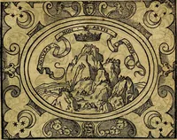 An illustration from Dialogo de las empresas militares, y amorosas, compuesto en lengua italiana, por el illvstre, y reverendissimo señor Paulo Iouio obispo de Nucera . En el qval se tracta de las devisas, armas, motes, o blasones de linages. Con vn razonemiento a esse proposito, del magnifico señot Ludouico Domeniqui. Todo nueuamente traduzido en romance castellano, por Alonso de Vlloa. Anadimos a esto las empresas heroicas, y morales, del señor Gabriel Symeon (1561)
