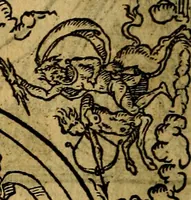 An illustration from Dialogo de las empresas militares, y amorosas, compuesto en lengua italiana, por el illvstre, y reverendissimo señor Paulo Iouio obispo de Nucera . En el qval se tracta de las devisas, armas, motes, o blasones de linages. Con vn razonemiento a esse proposito, del magnifico señot Ludouico Domeniqui. Todo nueuamente traduzido en romance castellano, por Alonso de Vlloa. Anadimos a esto las empresas heroicas, y morales, del señor Gabriel Symeon (1561)