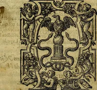 An illustration from Dialogo de las empresas militares, y amorosas, compuesto en lengua italiana, por el illvstre, y reverendissimo señor Paulo Iouio obispo de Nucera . En el qval se tracta de las devisas, armas, motes, o blasones de linages. Con vn razonemiento a esse proposito, del magnifico señot Ludouico Domeniqui. Todo nueuamente traduzido en romance castellano, por Alonso de Vlloa. Anadimos a esto las empresas heroicas, y morales, del señor Gabriel Symeon (1561)