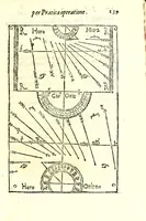 Picture 22 of 28 from Dialogo della descrittione teorica et pratica de gli horologi solari, di Gio: Batt. Vimercato milanese : nella prima parte del quale si dimostrano le vere ragioni di fabricar gli horologi solari à qualunque altezza di polo si voglia, con l'hore comuni & peregrine, cioè l'astronomiche dal mezo giorno, le italiane dal tramontar del sole, le boemiche dal leuar del sole, & l'antiche dette planetarie : co i segni celesti & mesi dell'anno, per ragione speculatiua & del compasso : et nella seconda in qual modo per nuoua pratica si possano sopra di essa speculatiua cauar le sudette ragioni, cõ l'ombre de gli stili da i raggi del sole fatte per qual si voglia superficie retta ò piana, sì mobile quanto immobile, con gran prestezza & facilità, che sarãno giuste, vere & probabili : con dve tavole, vna de capitoli, l'altra delle cose piv notabili (1565), leaf 145