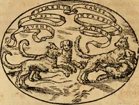 An illustration from Dialogo dell'imprese militari et amorose di Monsignor Giouio, vescouo di Nocera : et del S. Gabriel Symeoni fiorentino : con vn ragionamento di M. Lodouico Domenichi, nel medesimo soggetto : con la tauola (1574)