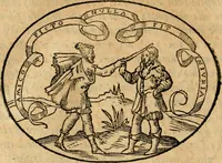 An illustration from Dialogo dell'imprese militari et amorose di Monsignor Giouio, vescouo di Nocera : et del S. Gabriel Symeoni fiorentino : con vn ragionamento di M. Lodouico Domenichi, nel medesimo soggetto : con la tauola (1574)