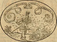 An illustration from Dialogo dell'imprese militari et amorose di Monsignor Giouio, vescouo di Nocera : et del S. Gabriel Symeoni fiorentino : con vn ragionamento di M. Lodouico Domenichi, nel medesimo soggetto : con la tauola (1574)