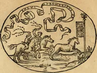 An illustration from Dialogo dell'imprese militari et amorose di Monsignor Giouio, vescouo di Nocera : et del S. Gabriel Symeoni fiorentino : con vn ragionamento di M. Lodouico Domenichi, nel medesimo soggetto : con la tauola (1574)