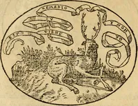 An illustration from Dialogo dell'imprese militari et amorose di Monsignor Giouio, vescouo di Nocera : et del S. Gabriel Symeoni fiorentino : con vn ragionamento di M. Lodouico Domenichi, nel medesimo soggetto : con la tauola (1574)