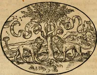 An illustration from Dialogo dell'imprese militari et amorose di Monsignor Giouio, vescouo di Nocera : et del S. Gabriel Symeoni fiorentino : con vn ragionamento di M. Lodouico Domenichi, nel medesimo soggetto : con la tauola (1574)