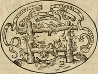 An illustration from Dialogo dell'imprese militari et amorose di Monsignor Giouio, vescouo di Nocera : et del S. Gabriel Symeoni fiorentino : con vn ragionamento di M. Lodouico Domenichi, nel medesimo soggetto : con la tauola (1574)