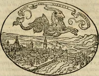 An illustration from Dialogo dell'imprese militari et amorose di Monsignor Giouio, vescouo di Nocera : et del S. Gabriel Symeoni fiorentino : con vn ragionamento di M. Lodouico Domenichi, nel medesimo soggetto : con la tauola (1574)