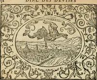 An illustration from Dialogue des devises d'armes et d'amovrs du S. Pavlo Iovio : avec un discours M. Loys Dominique sur le mesme subiet (1561)