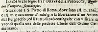 An illustration from Diario sacro e guida perpetua per visitare le chiese della città di Firenze, e suoi sobborghi in tutt' i giorni dell' anno, e per sapere le feste, che vi si celebrano, l' indulgenze perpetue che vi s' accquistano, e gl' esercizj di devozione, e pietà che vi si fanno : con una notizia de' corpi, e reliquie di santi, che in esse chiese si conservano, ed un catalogo de SS. e BB. che in essa città fiorirono, ed altre particolarità (1700)
