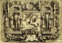 An illustration from Di Battista Pittoni pittore vicentino ano. M.D.LXVIII Impresse di diversi prencipi, dvchi, signori, e d'altri personaggi et hvomini letterati et illvstri. Con priuillegio di Venetia per anni XV. Con alcune stanze del Dolce che dichiarano i motti di esse imprese (1562)