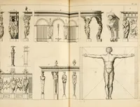 An illustration from Dictionnaire d'architecture, civile, militaire et navale, antique, ancienne et moderne : et de tous les arts et métiers qui en dépendent; Dont tous les Termes sont exprimés, en François, Latin, Italien, Espagnol, Anglois et Allemand. Enrichi de cent une Planches de Figures en Taille-douce, ... auquel on a joint Une Notice des Architectes, Ingénieurs, Peintres, Sculpteurs, Graveurs, & autres Artistes les plus celebres, dont on rapporte les principaux Ouvrages. (1770)