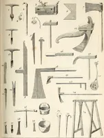 An illustration from Dictionnaire d'architecture, civile, militaire et navale, antique, ancienne et moderne : et de tous les arts et métiers qui en dépendent; Dont tous les Termes sont exprimés, en François, Latin, Italien, Espagnol, Anglois et Allemand. Enrichi de cent une Planches de Figures en Taille-douce, ... auquel on a joint Une Notice des Architectes, Ingénieurs, Peintres, Sculpteurs, Graveurs, & autres Artistes les plus celebres, dont on rapporte les principaux Ouvrages. (1770)