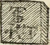 An illustration from Dictionnaire des monogrammes, chiffres, lettres initiales, logogryphes, rébus, &c. sous lesquels les plus célébres peintres, graveurs & dessinateurs ont dessiné leurs noms (1750)