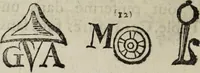 An illustration from Dictionnaire des monogrammes, chiffres, lettres initiales, logogryphes, rébus, &c. sous lesquels les plus célébres peintres, graveurs & dessinateurs ont dessiné leurs noms (1750)
