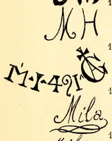 An illustration from Dictionnaire des marques et monogrammes des faiences, poteries, grès, terre de pipe, terre cuite, porcelaines, etc. : anciennes et modernes ... (1879)