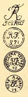 Picture 10 of 15 from Dictionnaire des marques et monogrammes des faiences, poteries, grès, terre de pipe, terre cuite, porcelaines, etc. : anciennes et modernes ... (1879), leaf 230
