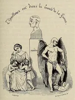 An illustration from Dictionnaire infernal : répertoire universel, des êtres, les personnages, les livres, les faits et les choses qui tiennent aux esprits, aux démons, aux sorciers, au commerce de l'enfer, aux divinations, aux maléfices, a la cabale aux autres sciences occultes, aux prodiges, aux impostures, aux supersititons diverses, et aux pronostics, aux faits actuels du spiritisme, et généralement à toutes les fausses croyances merveilleuses, surprenantes, mystérieuses et surnaturelles (1863)