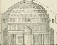 An illustration from Die alder vermaertste antique edificien : vã temple, theatre, amphitheatre, paleisen, therme, obeliske, brugge, archetriuphal, etc. vescreueeñ gefigureert met haren grondede eñ mate oock de plaetsen daerse staen, eñ wiese dede make (1546)