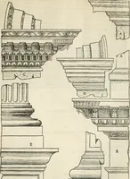 An illustration from Die alder vermaertste antique edificien : vã temple, theatre, amphitheatre, paleisen, therme, obeliske, brugge, archetriuphal, etc. vescreueeñ gefigureert met haren grondede eñ mate oock de plaetsen daerse staen, eñ wiese dede make (1546)