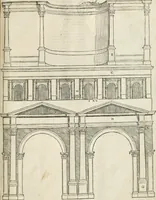 An illustration from Die alder vermaertste antique edificien : vã temple, theatre, amphitheatre, paleisen, therme, obeliske, brugge, archetriuphal, etc. vescreueeñ gefigureert met haren grondede eñ mate oock de plaetsen daerse staen, eñ wiese dede make (1546)