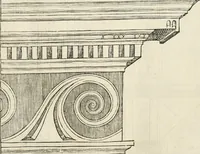 An illustration from Die alder vermaertste antique edificien : vã temple, theatre, amphitheatre, paleisen, therme, obeliske, brugge, archetriuphal, etc. vescreueeñ gefigureert met haren grondede eñ mate oock de plaetsen daerse staen, eñ wiese dede make (1546)