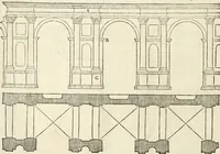 An illustration from Die alder vermaertste antique edificien : vã temple, theatre, amphitheatre, paleisen, therme, obeliske, brugge, archetriuphal, etc. vescreueeñ gefigureert met haren grondede eñ mate oock de plaetsen daerse staen, eñ wiese dede make (1546)